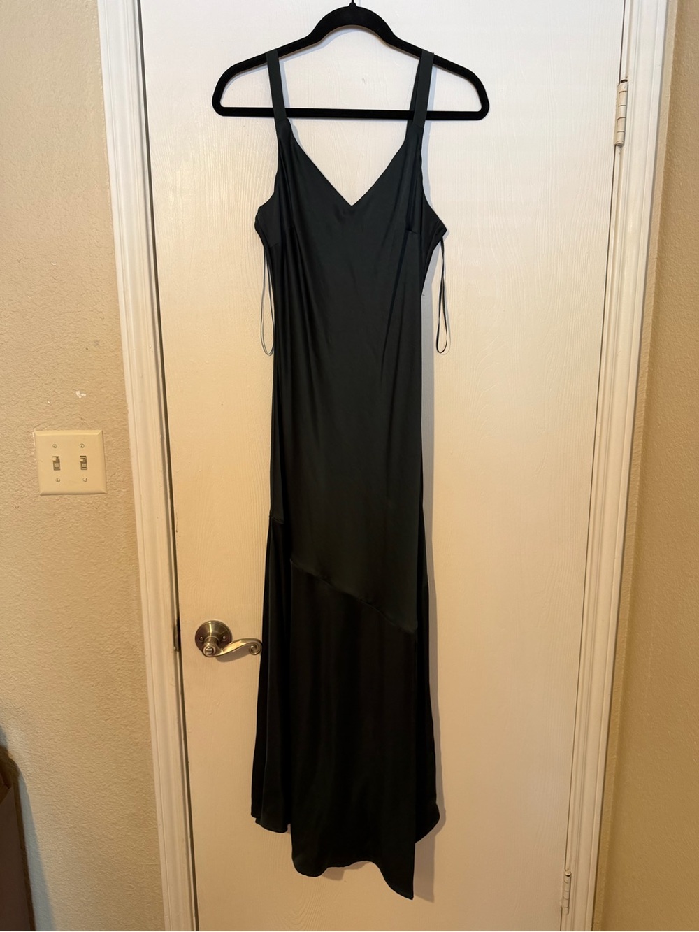 Express- Dark Green Maxi Slip Style Dress with V-Neck